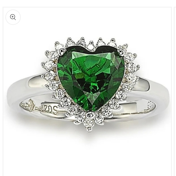 🔹️Suzy Levian🔹️ Sterling Silver Heart-shaped Green Cubic Zirconia Ring Size 7 - Picture 2 of 8